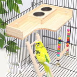 Pet Bird Parrot Playground with 2 Cups Bird Feeder  Swing Climbing Hanging Ladder