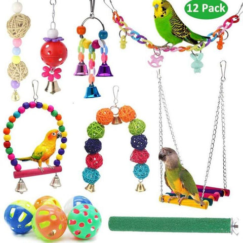 Combination Parrot Bird Toys Accessories Toy For Parrot Training Bird Toy Swing Ball Bell Standing