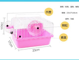 Pet Cage Hamster Mouse Cage Transport Cage Box with Running Wheel Water Bottle Dish