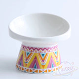 Ceramic Cat Bowl Feeder with Mat Raised Stand